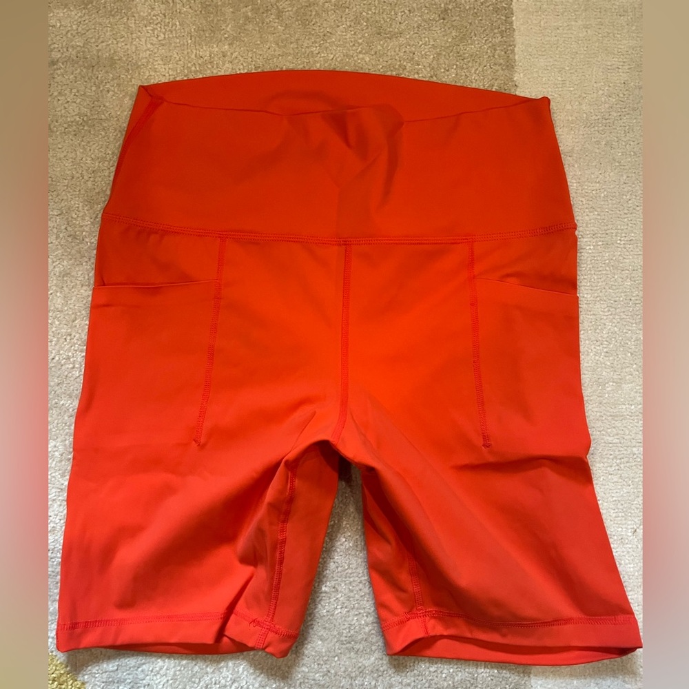 Ing Athletics Biker Shorts Red Spandex High waist Pockets size large L